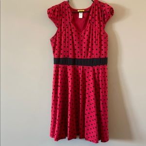 Red with black polka dot vintage style dress
